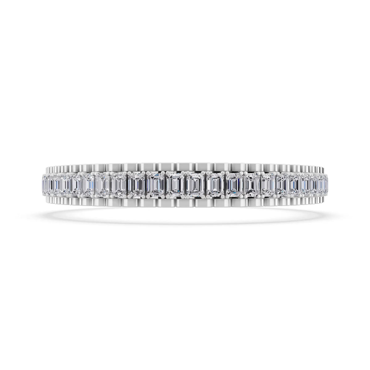 Platinum Emerald Cut Diamond Tennis Bracelet - Front