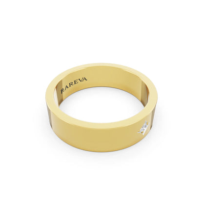 10K Yellow Gold Men's Round Cut Diamond Star Set Solitaire Band - 5.5mm - Left