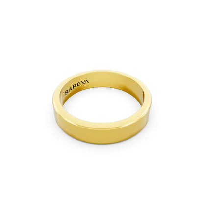 10K Yellow Gold Men's Flat Wedding Band - 4.5mm - Left