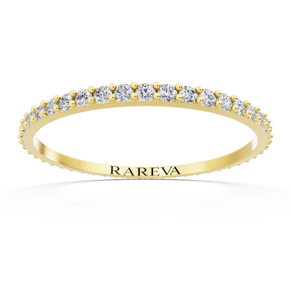 10K Yellow Gold Round Cut Diamond 4 Prong Eternity Band - 1.6mm - Front