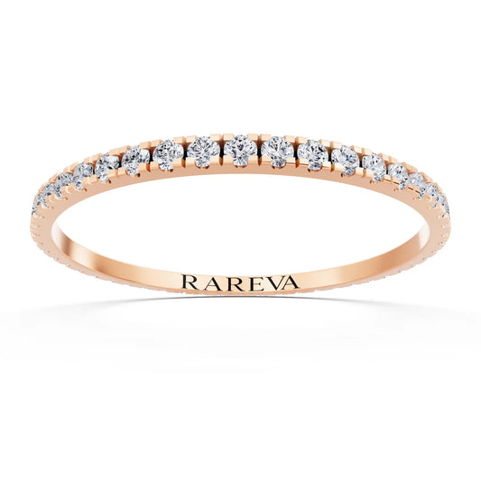 10K Rose Gold Round Cut Diamond Classic Eternity Band - 1.6mm - Front