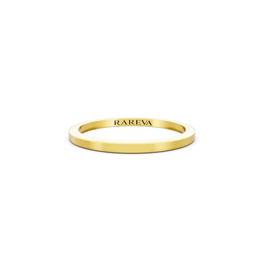14K Yellow Gold Men's Flat Wedding Band - 1.5mm - Front