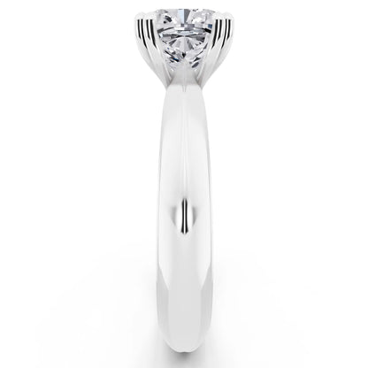 18 KT White Gold Cushion Cut Diamond Solitaire Ring with Knife Edge Band - side view