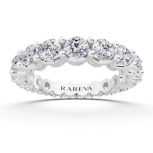 Platinum Round Cut Diamond Unity Prong Eternity Band - 3.2mm - Front