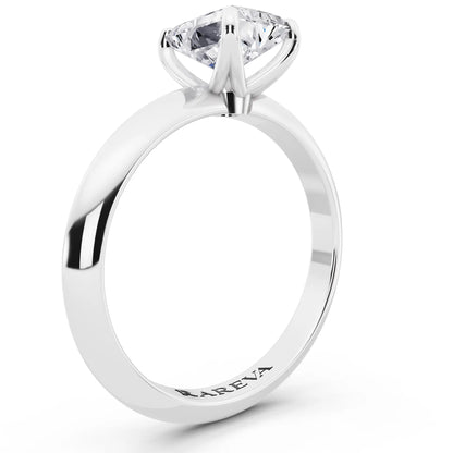 18 KT White Gold Radiant Cut Diamond Classic Solitaire Ring - top view
