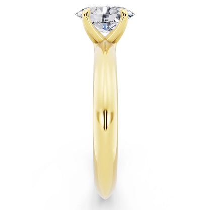 18 KT Yellow Gold Oval Cut Diamond Classic Solitaire Ring - side view