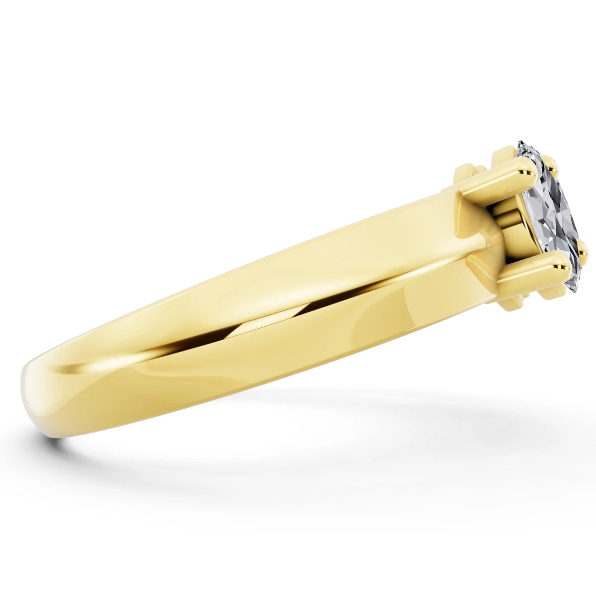 10K Yellow Gold Five Stone Marquise Cut Diamond Half Eternity Wedding Band - 2.5mm - Side