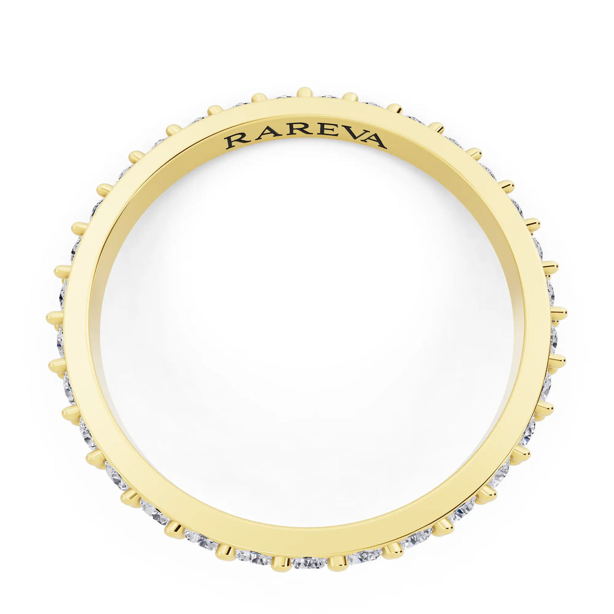 14K Yellow Gold Round Cut Diamond 4 Prong Eternity Band - 1.8mm - Top