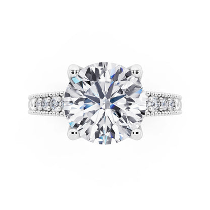 18 KT White Gold Round Cut Diamond Vintage - top angle