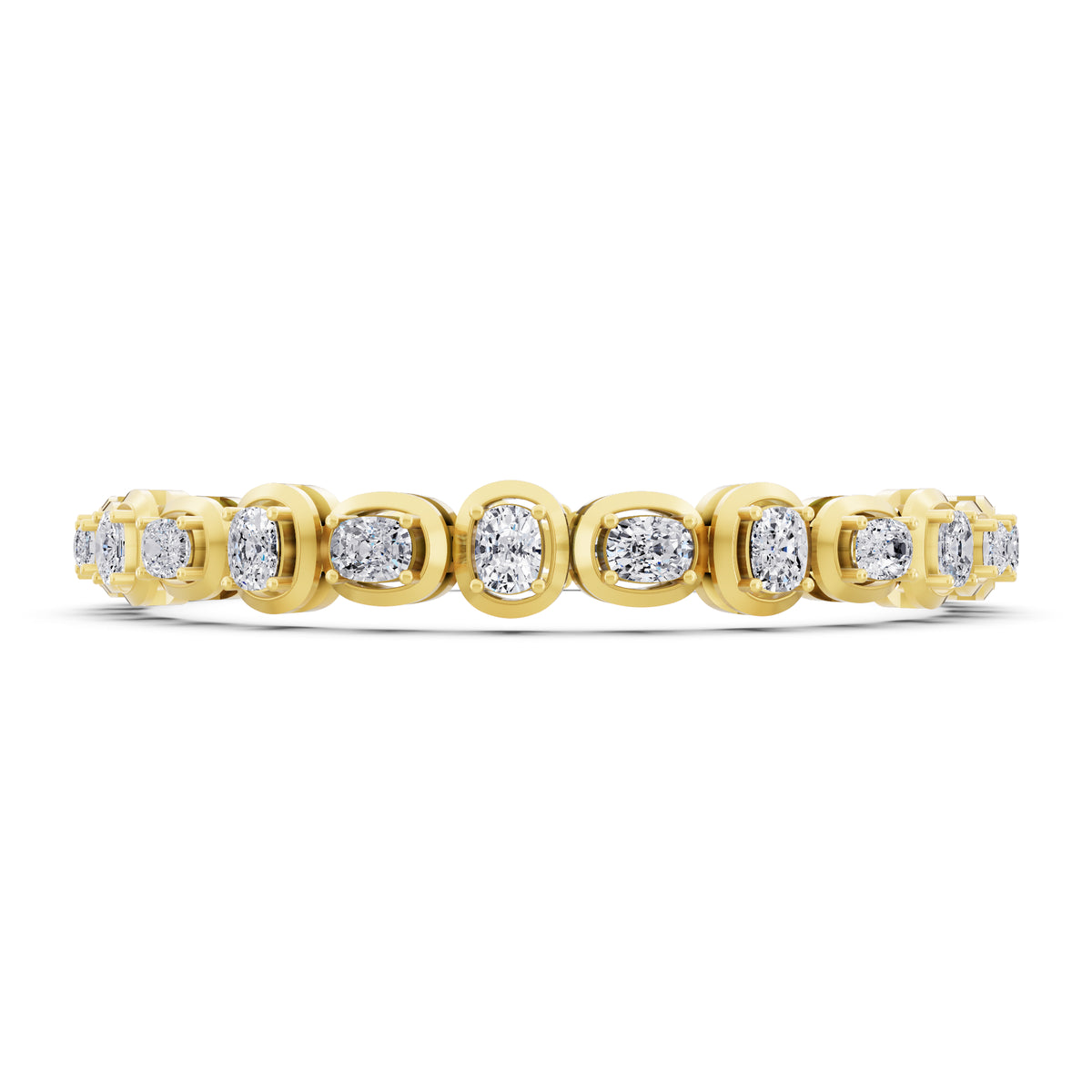14K Yellow Gold Cushion Cut Diamond Tennis Bracelet - Front