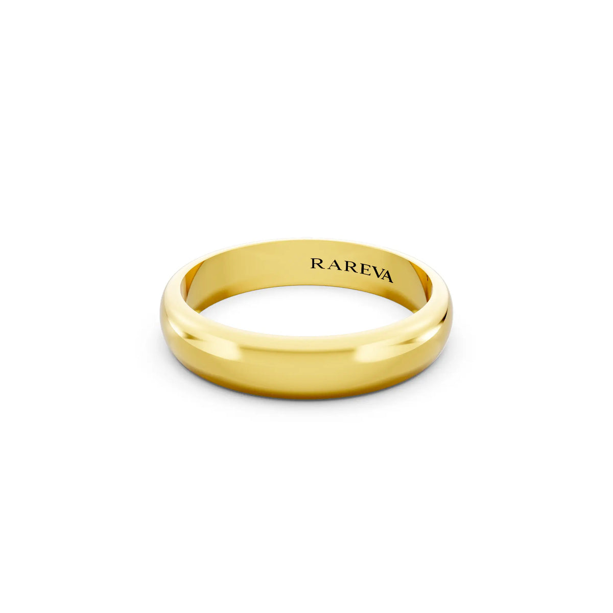 10K Yellow Gold Men's Classic Dome Wedding Band - 4mm - Close up