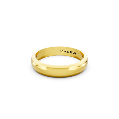10K Yellow Gold Men's Classic Dome Wedding Band - 4mm - Close up