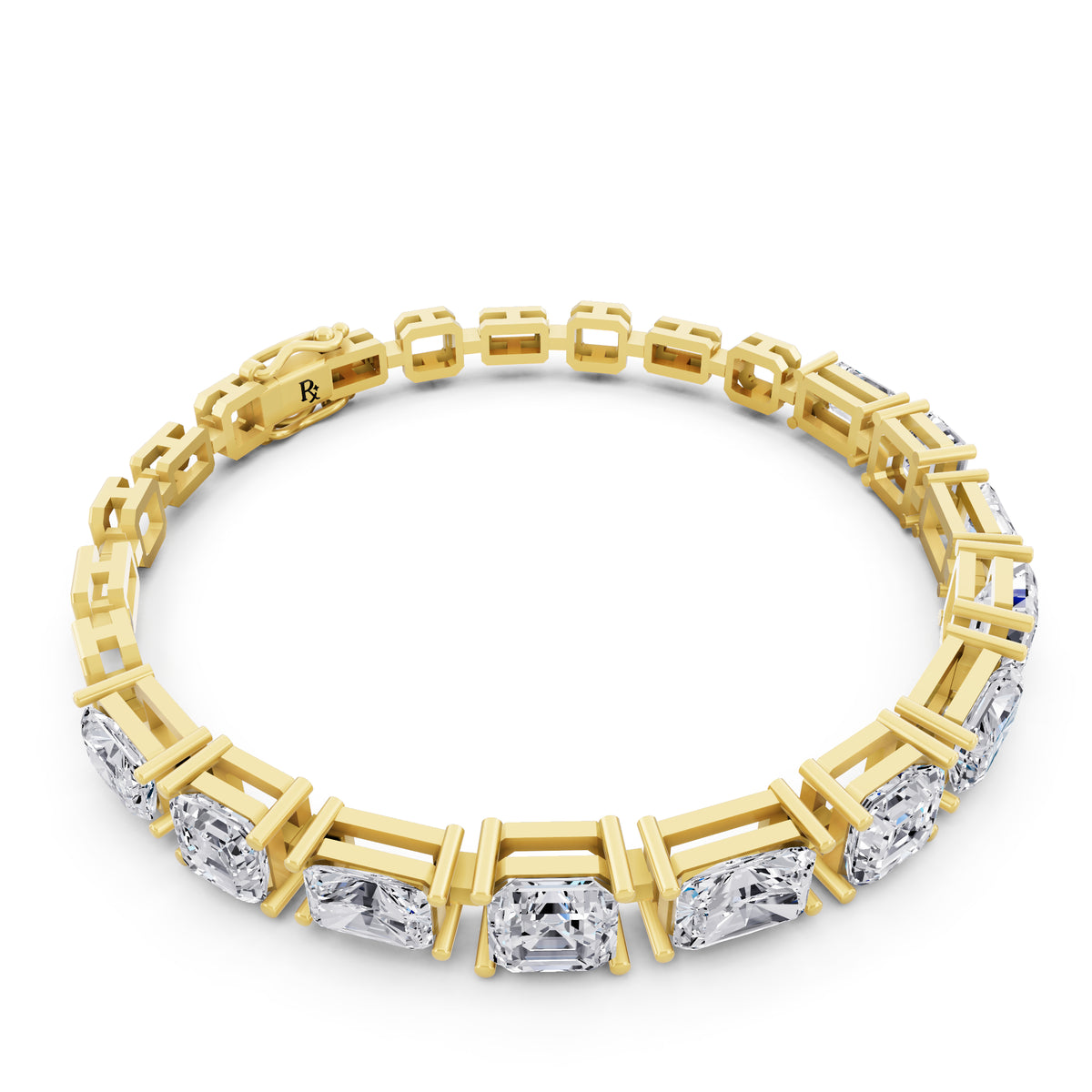 14K Yellow Gold Radiant and Square Emerald Cut Diamond Tennis Bracelet - Left