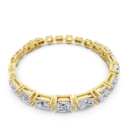 14K Yellow Gold Radiant and Square Emerald Cut Diamond Tennis Bracelet - Left