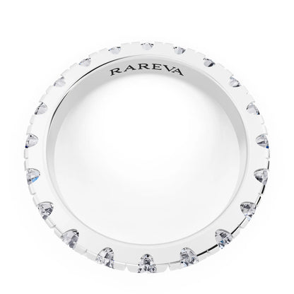 14K White Gold Round Cut Diamond Classic Eternity Band - 3mm - Top
