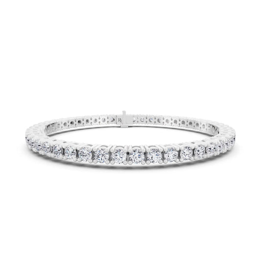 14K White Gold Round Cut Diamond Tennis Bracelet - Main