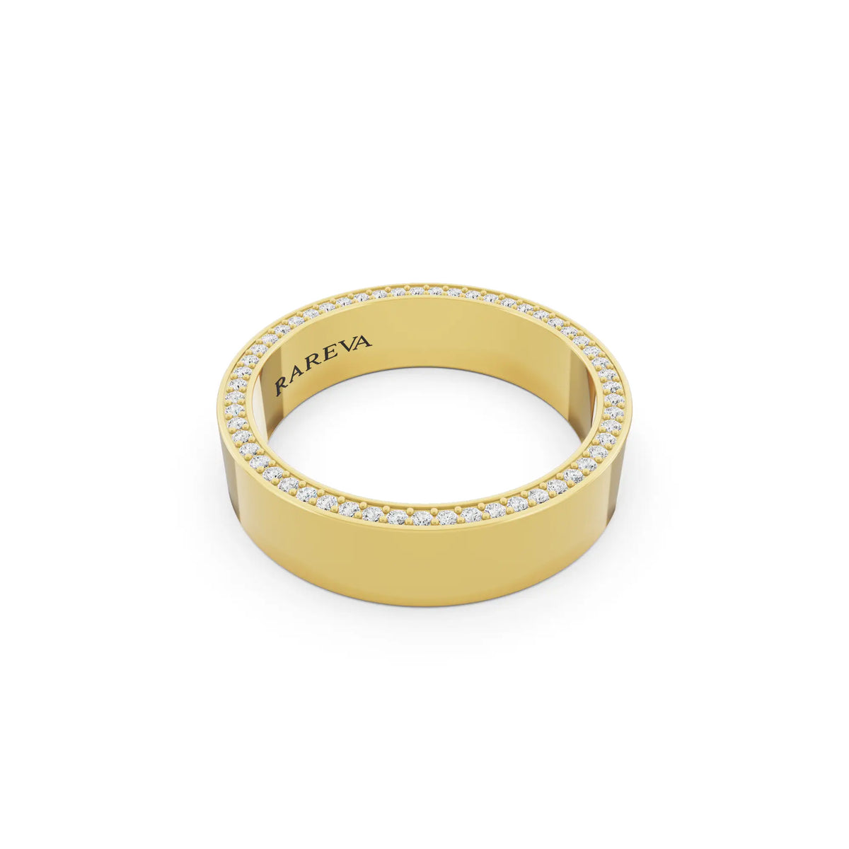 10K Yellow Gold Men's Round Cut Diamond Side Pave Band - 5mm - Left