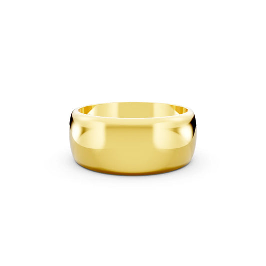 10K Yellow Gold Men's Classic Dome Wedding Band - 8mm - Front