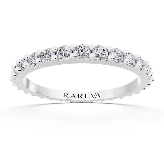 Silver Round Cut Diamond 4 Prong Eternity Band - 1.8mm - Front