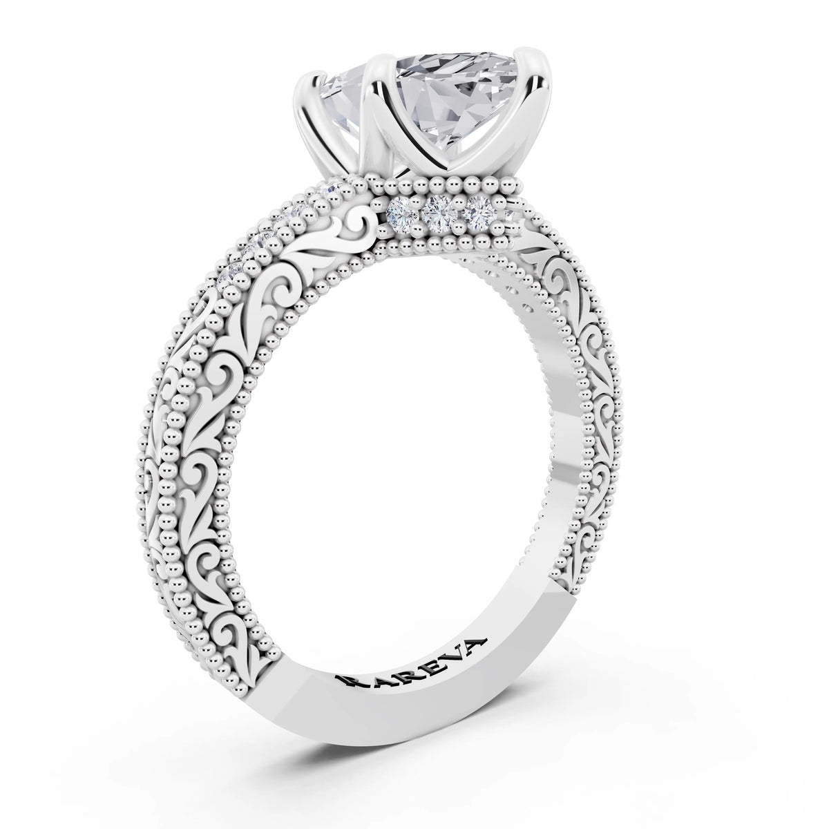 18 KT White Gold Marquise Cut Diamond Vintage - top view