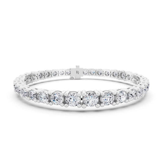 14K White Gold Graduated Round Cut Diamond Tennis Bracelet - Main