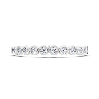 14K White Gold Round Cut Bezel Set Diamond Tennis Bracelet - Front