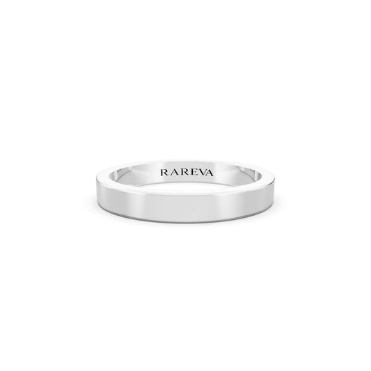 10K White Gold Men's Soft Edge Flat Wedding Band - 3mm - Front
