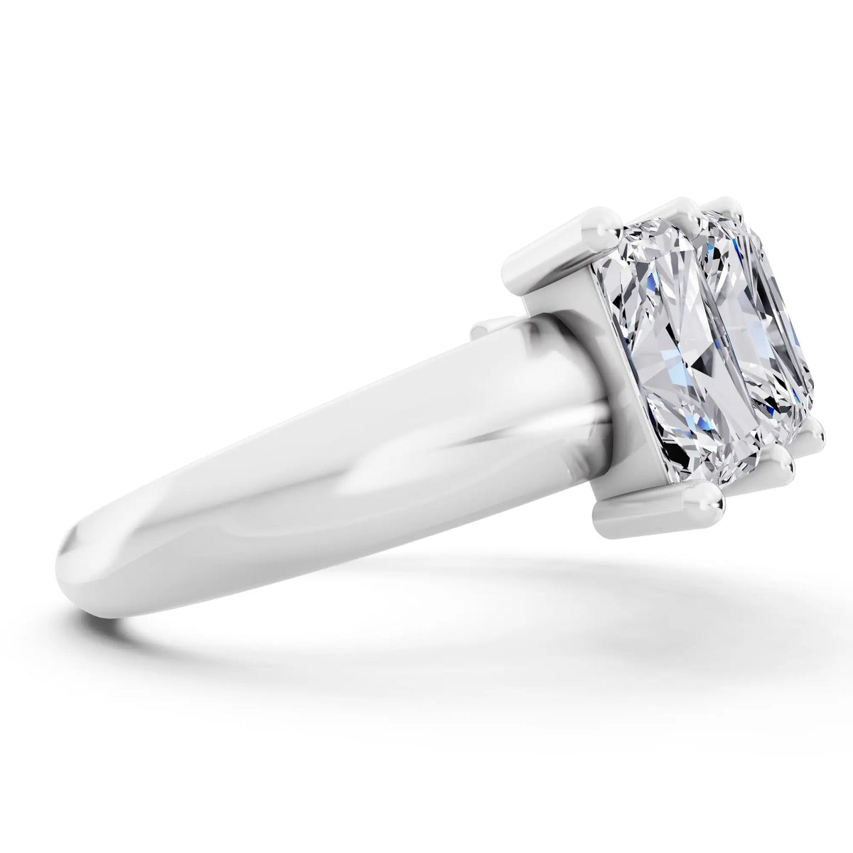 Platinum Seven Stone Radiant Cut Diamond Half Eternity Wedding Band - 2.4mm - Side