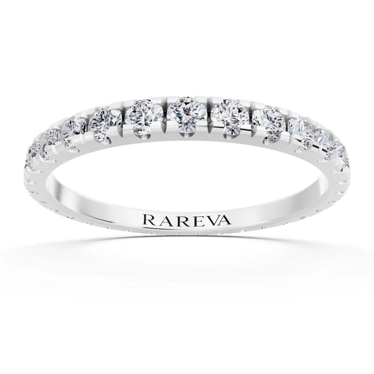 Silver Round Cut Diamond Classic Eternity Band - 1.8mm - Front