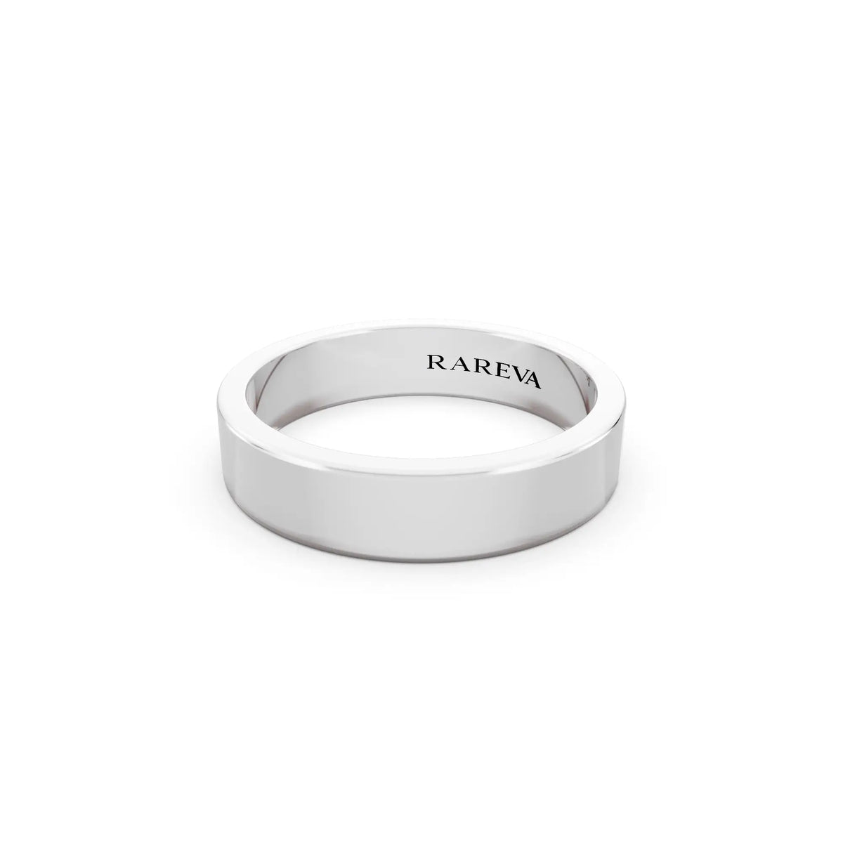 Silver Men's Soft Edge Flat Wedding Band - 4.5mm - Close up