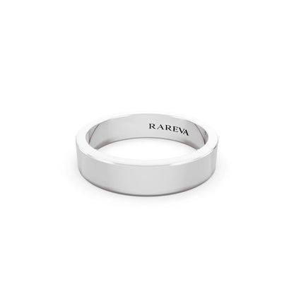 Silver Men's Soft Edge Flat Wedding Band - 4.5mm - Close up