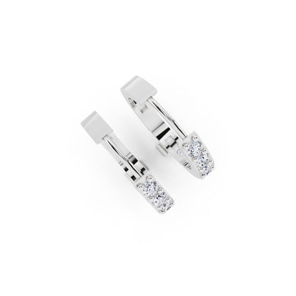 14KT White Gold Diamond Pave Hoop Earrings with Charm Drop - top
