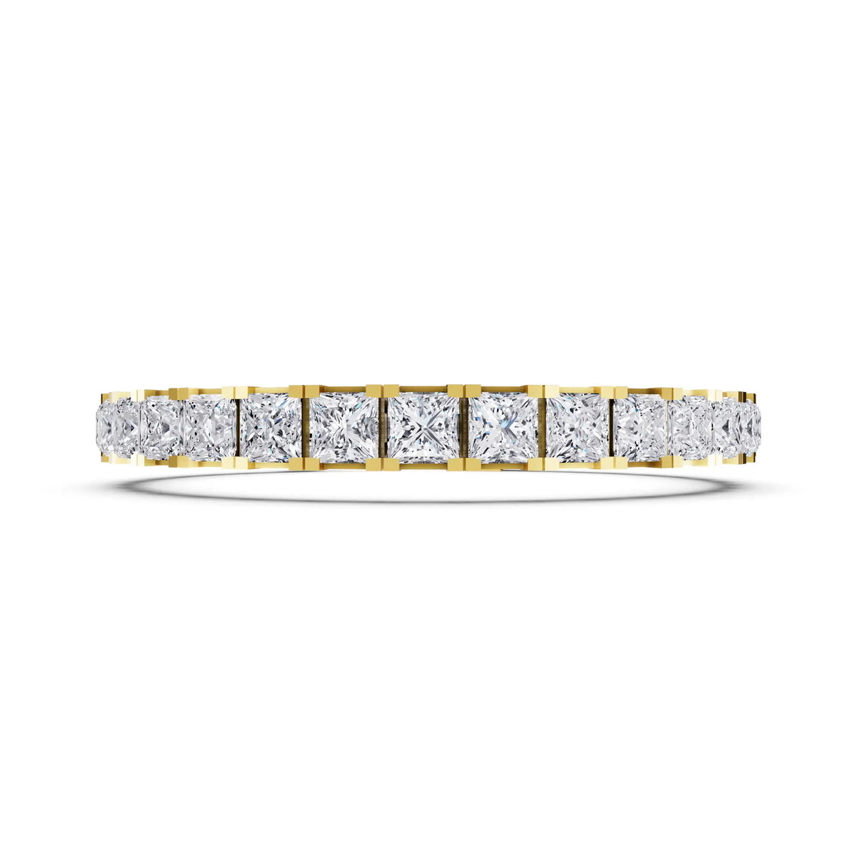 14K Yellow Gold Princess Cut Diamond Tennis Bracelet - Front