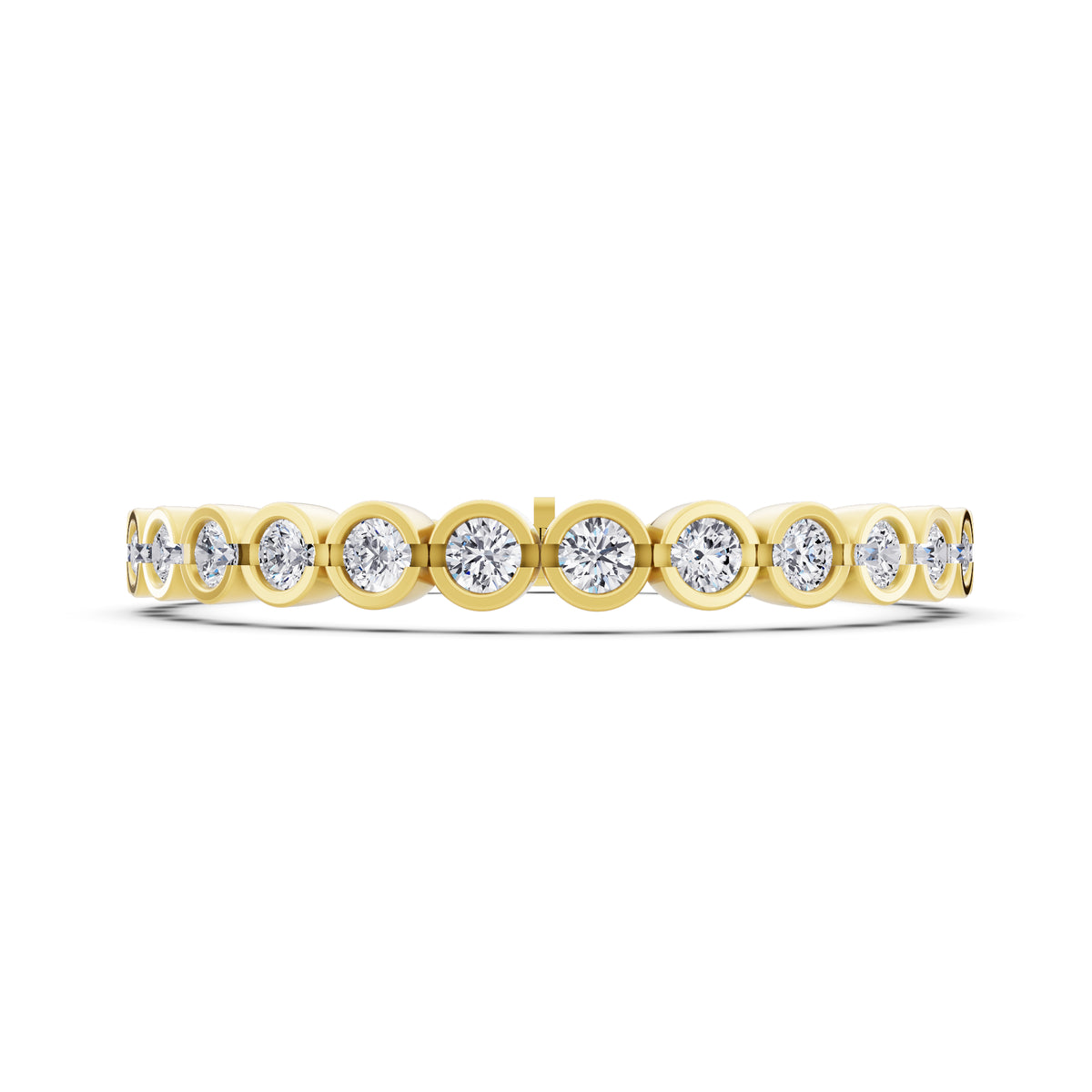 10K Yellow Gold Round Cut Bezel Set Diamond Tennis Bracelet - Front