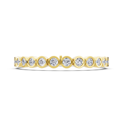 10K Yellow Gold Round Cut Bezel Set Diamond Tennis Bracelet - Front