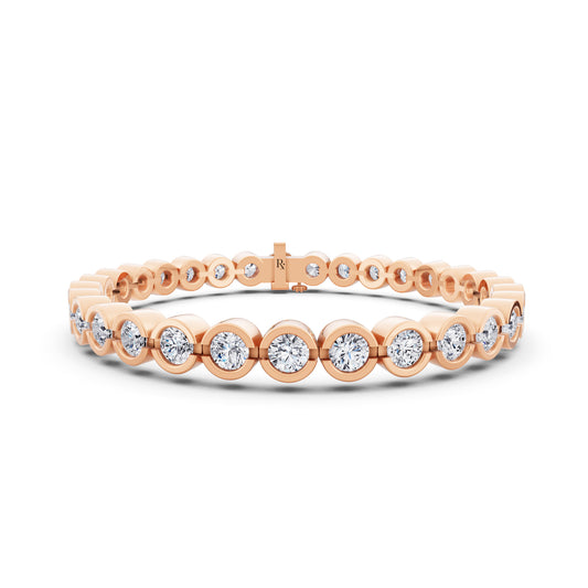 14K Rose Gold Round Cut Bezel Set Diamond Tennis Bracelet - Main