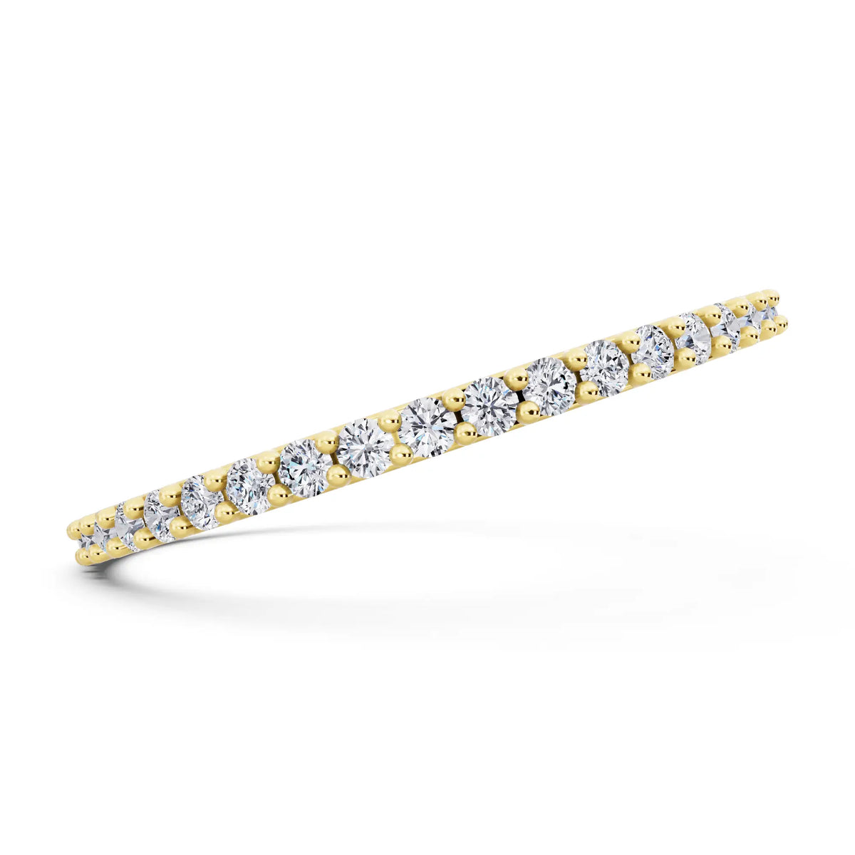 10K Yellow Gold Round Cut Diamond 4 Prong Eternity Band - 1.6mm - Side
