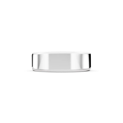 Silver Men's Flat Wedding Band - 6mm - Side