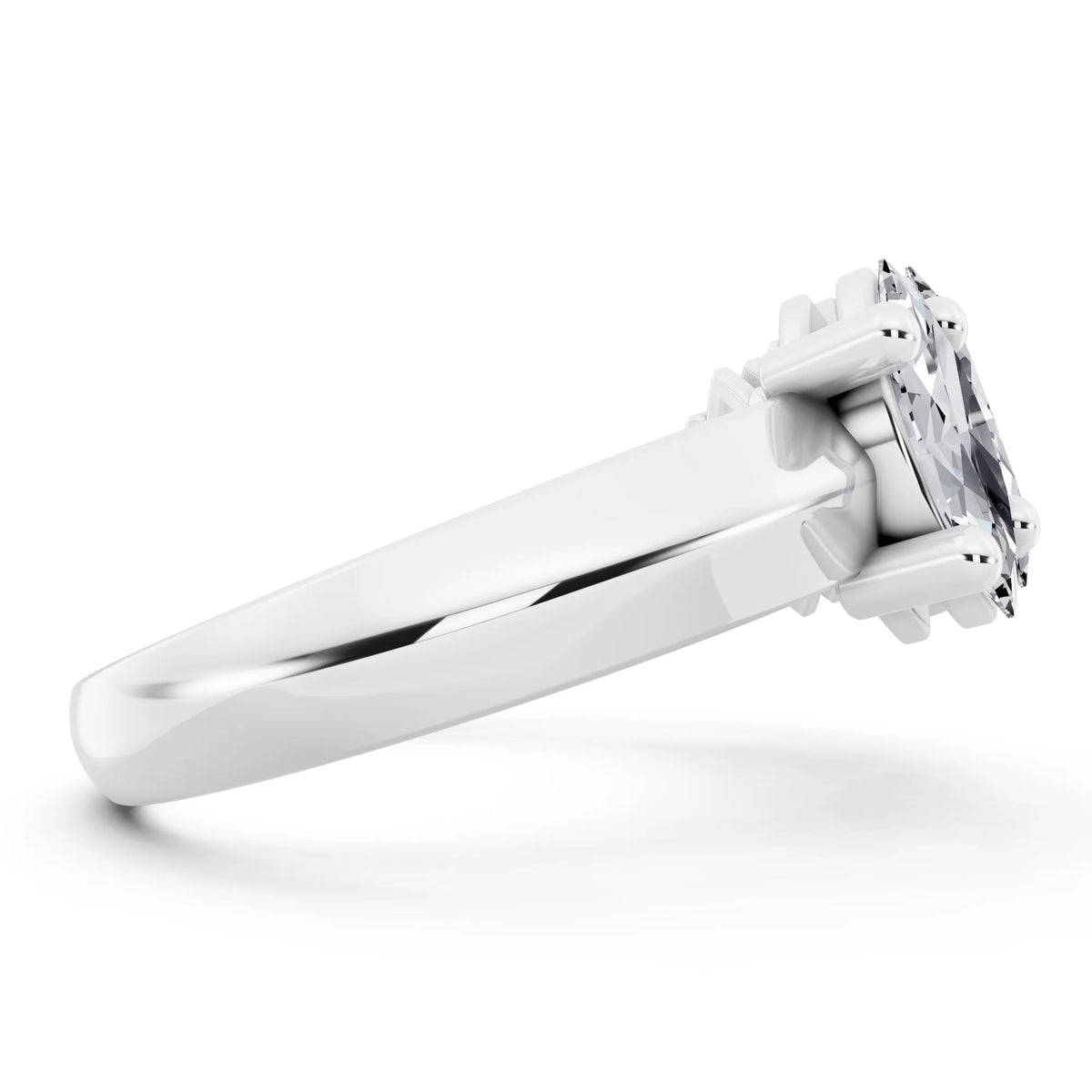 Silver Five Stone Marquise Cut Diamond Half Eternity Wedding Band - 2.7mm - Side