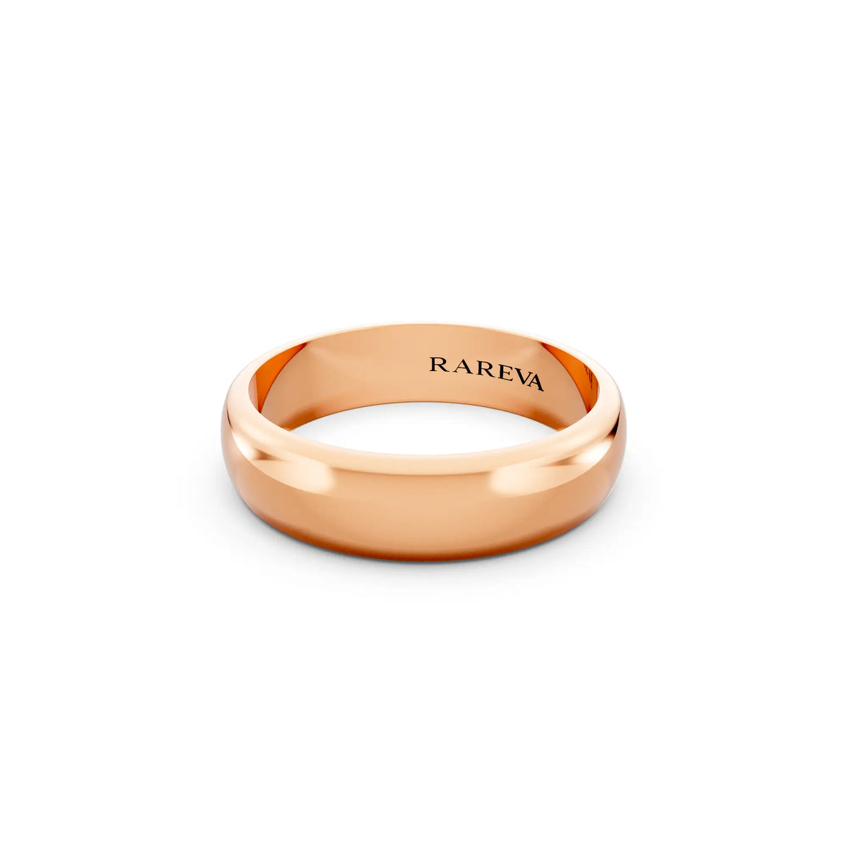 14K Rose Gold Men's Classic Dome Wedding Band - 5mm - Close up