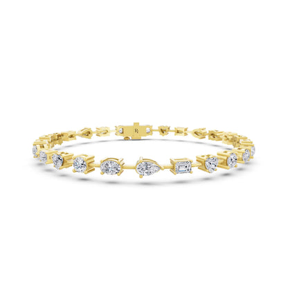 10K Yellow Gold Multi Shape Diamond Tennis Bracelet - Main