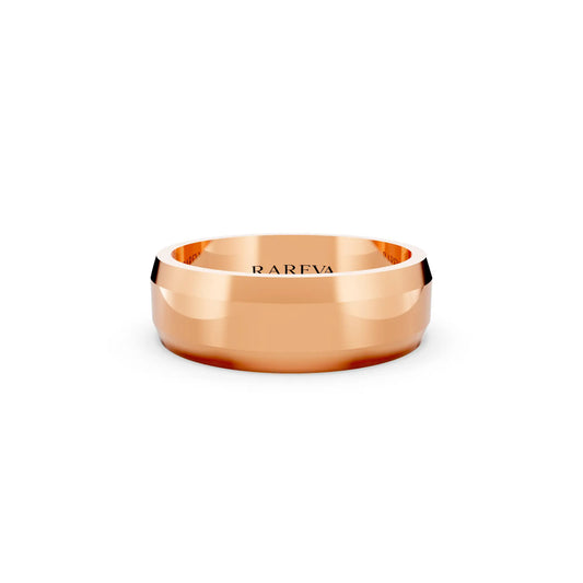 10K Rose Gold Men's Beveled Edge Wedding Band - 6mm - Front