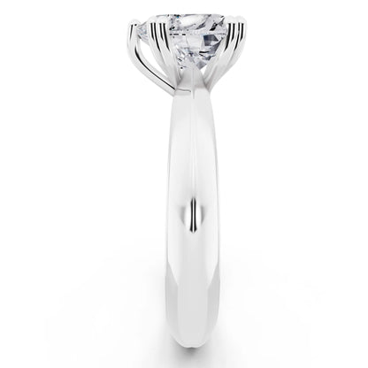 Platinum Heart Cut Diamond Solitaire Ring with Knife Edge Band - side view