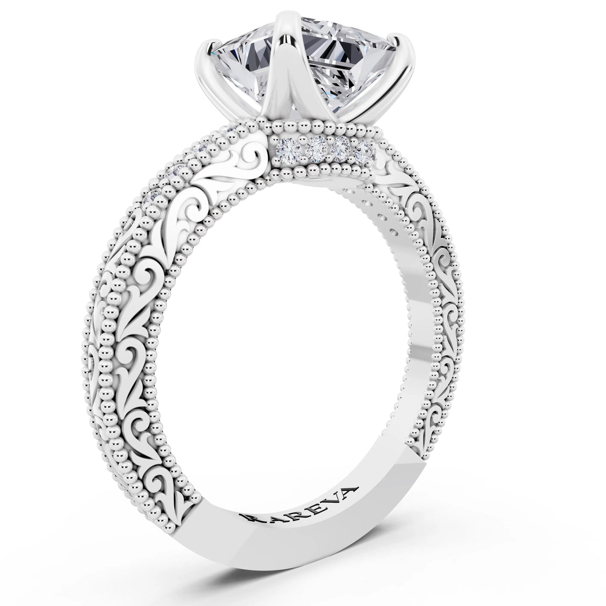 Platinum Princess Cut Diamond Vintage - top view