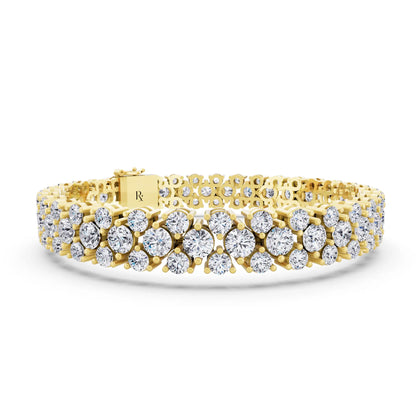 14K Yellow Gold Multi Row Round Cut Diamond Tennis Bracelet - Top1