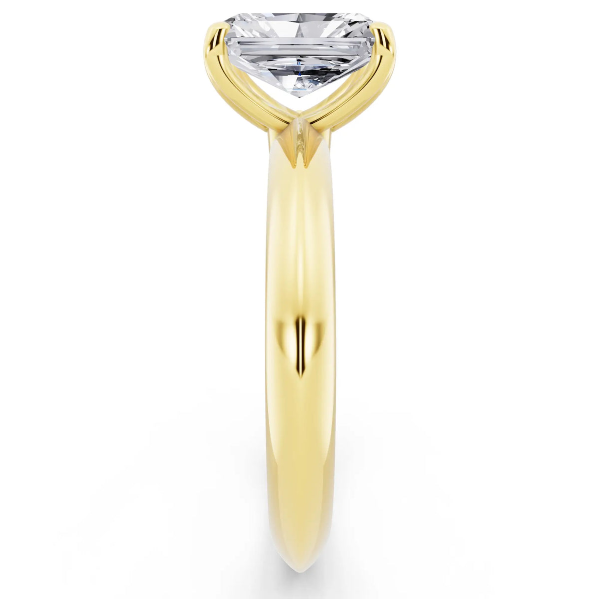 14 KT Yellow Gold Radiant Cut Diamond Classic Solitaire Ring - side view