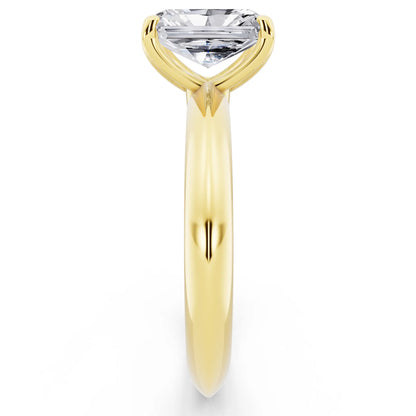 14 KT Yellow Gold Radiant Cut Diamond Classic Solitaire Ring - side view