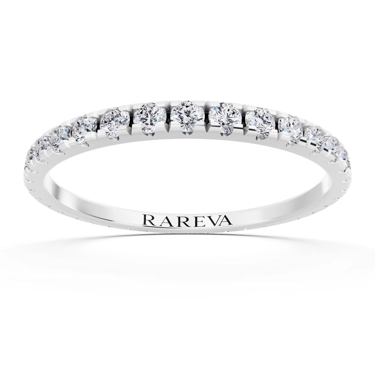 14K White Gold Round Cut Diamond Classic Eternity Band - 1.7mm - Front