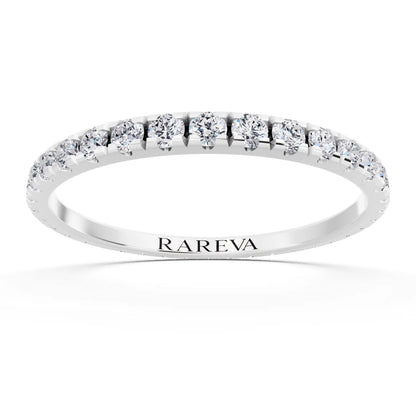 14K White Gold Round Cut Diamond Classic Eternity Band - 1.7mm - Front