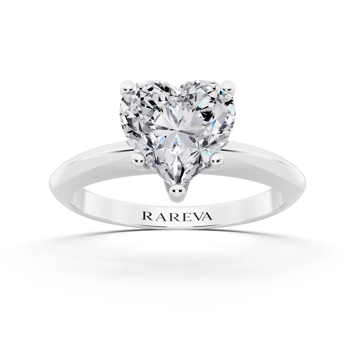 Platinum Heart Cut Diamond Classic Solitaire Ring - front view